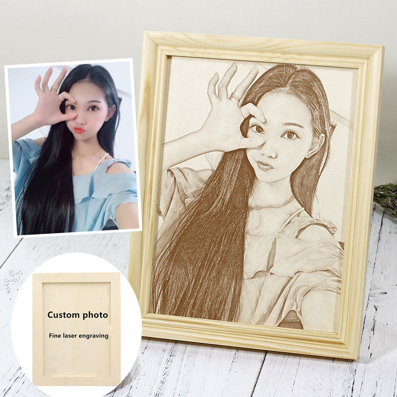 Personalized Wood Carving Frame With Unique Decoration